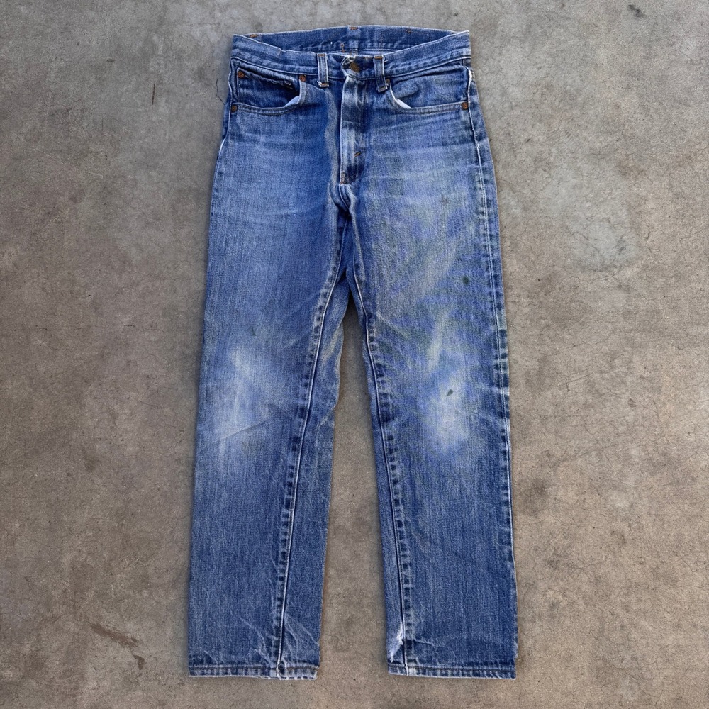Vintage 70s JCPenney Cotton Blue Denim Jeans Talon 42 Zipper 24x26 Distressed